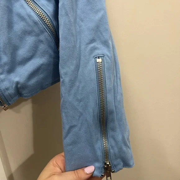 Color Me Courtney Blue Dennis Biker Jacket Size 6 US $250